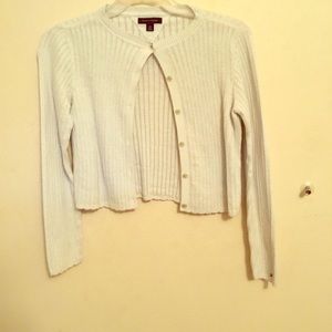 White button up sweater